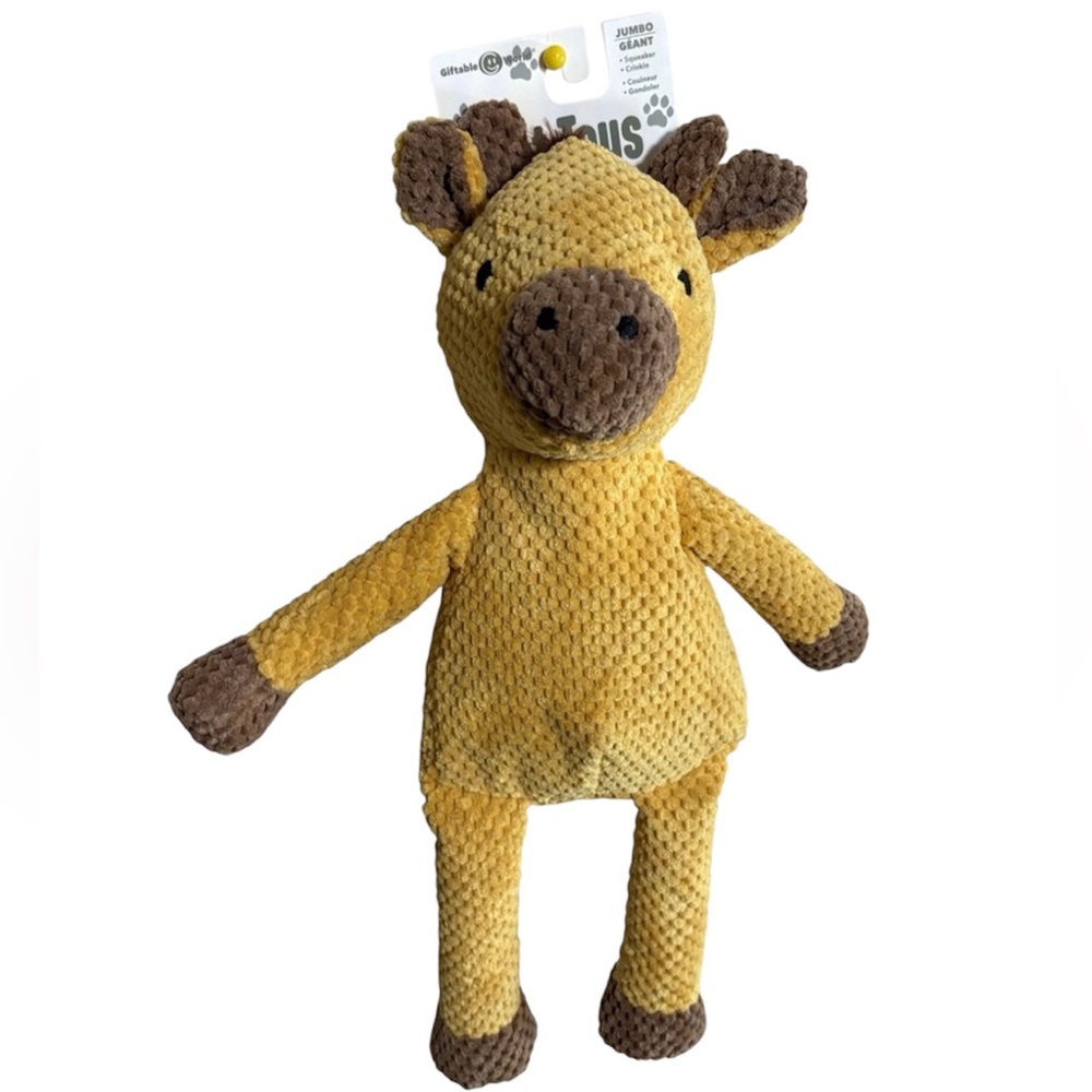 Giftable World 18"  Giraffe Jumbo Dog Toy w/Squeaker & Crinkle Yellow Newb